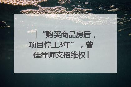 “购买商品房后，项目停工3年”，曾佳律师支招维权