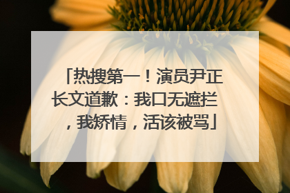 热搜第一！演员尹正长文道歉：我口无遮拦，我矫情，活该被骂