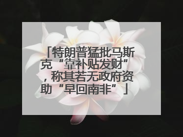 特朗普猛批马斯克“靠补贴发财”，称其若无政府资助“早回南非”