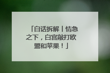 白话拆解丨情急之下，白宫敲打欧盟和苹果！
