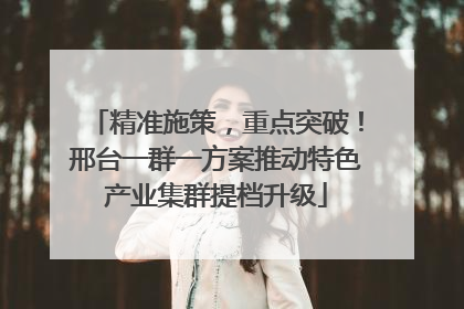精准施策，重点突破！邢台一群一方案推动特色产业集群提档升级