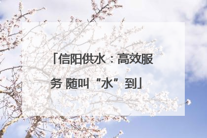 信阳供水：高效服务 随叫“水”到