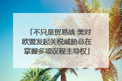 不只是贸易战 美对欧盟发起关税威胁意在掌握多项议程主导权