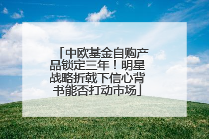 中欧基金自购产品锁定三年！明星战略折戟下信心背书能否打动市场