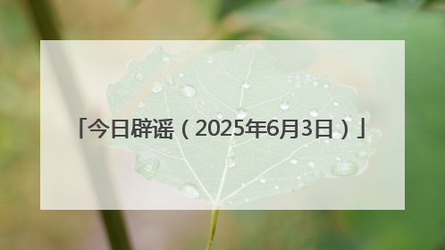 今日辟谣（2025年6月3日）