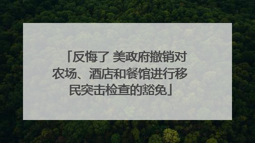 反悔了 美政府撤销对农场、酒店和餐馆进行移民突击检查的豁免