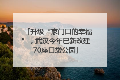 升级“家门口的幸福”，武汉今年已新改建70座口袋公园
