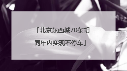 北京东西城70条胡同年内实现不停车