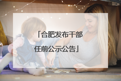 合肥发布干部任前公示公告