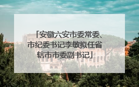 安徽六安市委常委、市纪委书记李敏拟任省辖市市委副书记