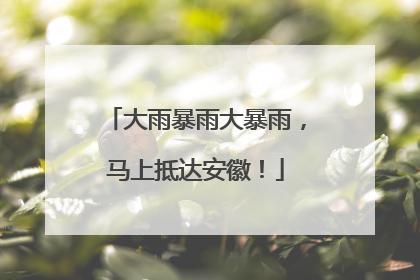 大雨暴雨大暴雨，马上抵达安徽！