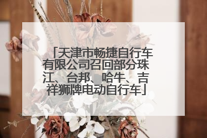 天津市畅捷自行车有限公司召回部分珠江、台邦、哈牛、吉祥狮牌电动自行车