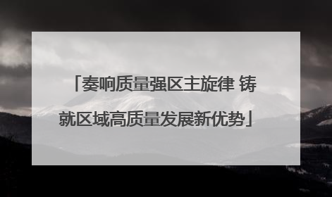 奏响质量强区主旋律 铸就区域高质量发展新优势