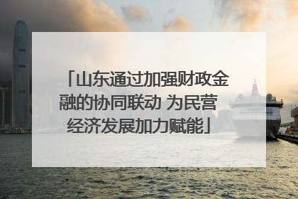 山东通过加强财政金融的协同联动 为民营经济发展加力赋能