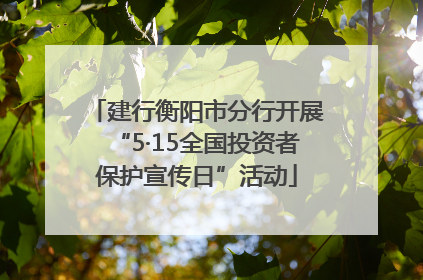建行衡阳市分行开展“5·15全国投资者保护宣传日”活动