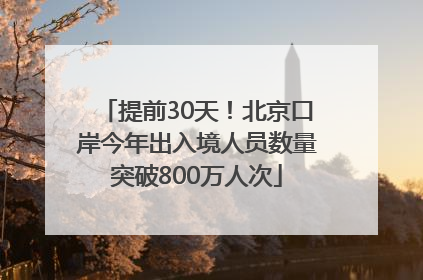提前30天！北京口岸今年出入境人员数量突破800万人次