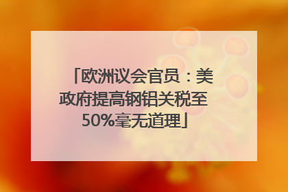 欧洲议会官员：美政府提高钢铝关税至50%毫无道理