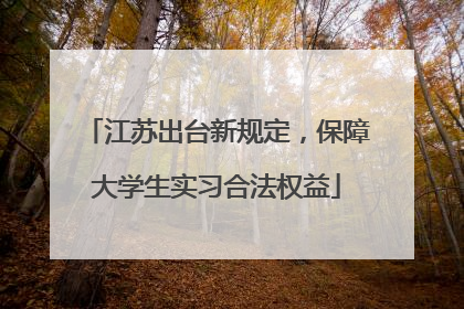 江苏出台新规定，保障大学生实习合法权益