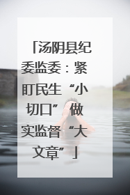 汤阴县纪委监委：紧盯民生“小切口” 做实监督“大文章”