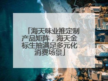 海天味业推定制产品矩阵，海天金标生抽满足多元化消费场景