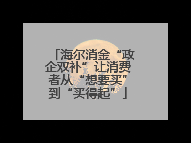 海尔消金“政企双补”让消费者从“想要买”到“买得起”