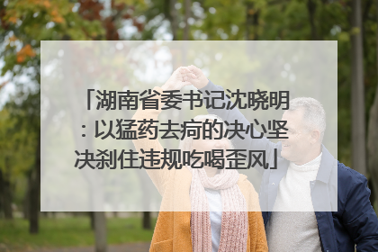 湖南省委书记沈晓明：以猛药去疴的决心坚决刹住违规吃喝歪风