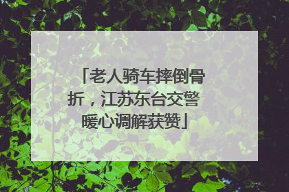 老人骑车摔倒骨折，江苏东台交警暖心调解获赞