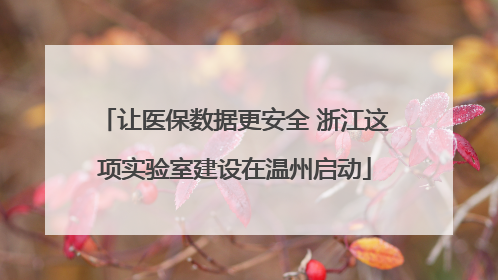 让医保数据更安全 浙江这项实验室建设在温州启动