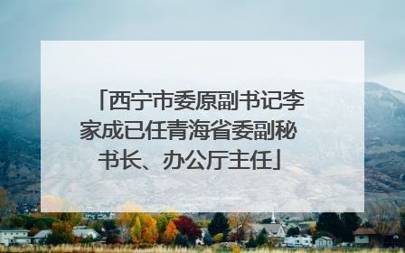 西宁市委原副书记李家成已任青海省委副秘书长、办公厅主任