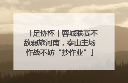 足协杯｜蓉城联赛不敌弱旅河南，泰山主场作战不妨“抄作业”