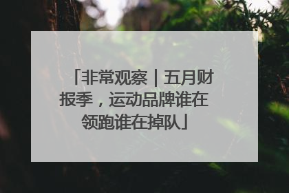 非常观察｜五月财报季，运动品牌谁在领跑谁在掉队