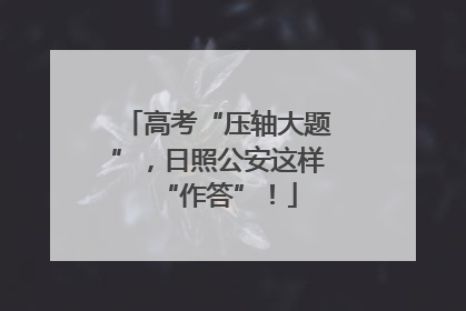 高考“压轴大题”，日照公安这样“作答”！