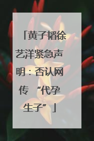 黄子韬徐艺洋紧急声明：否认网传 “代孕生子”