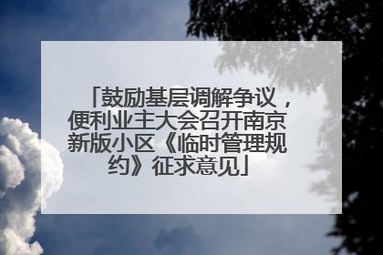 鼓励基层调解争议，便利业主大会召开南京新版小区《临时管理规约》征求意见